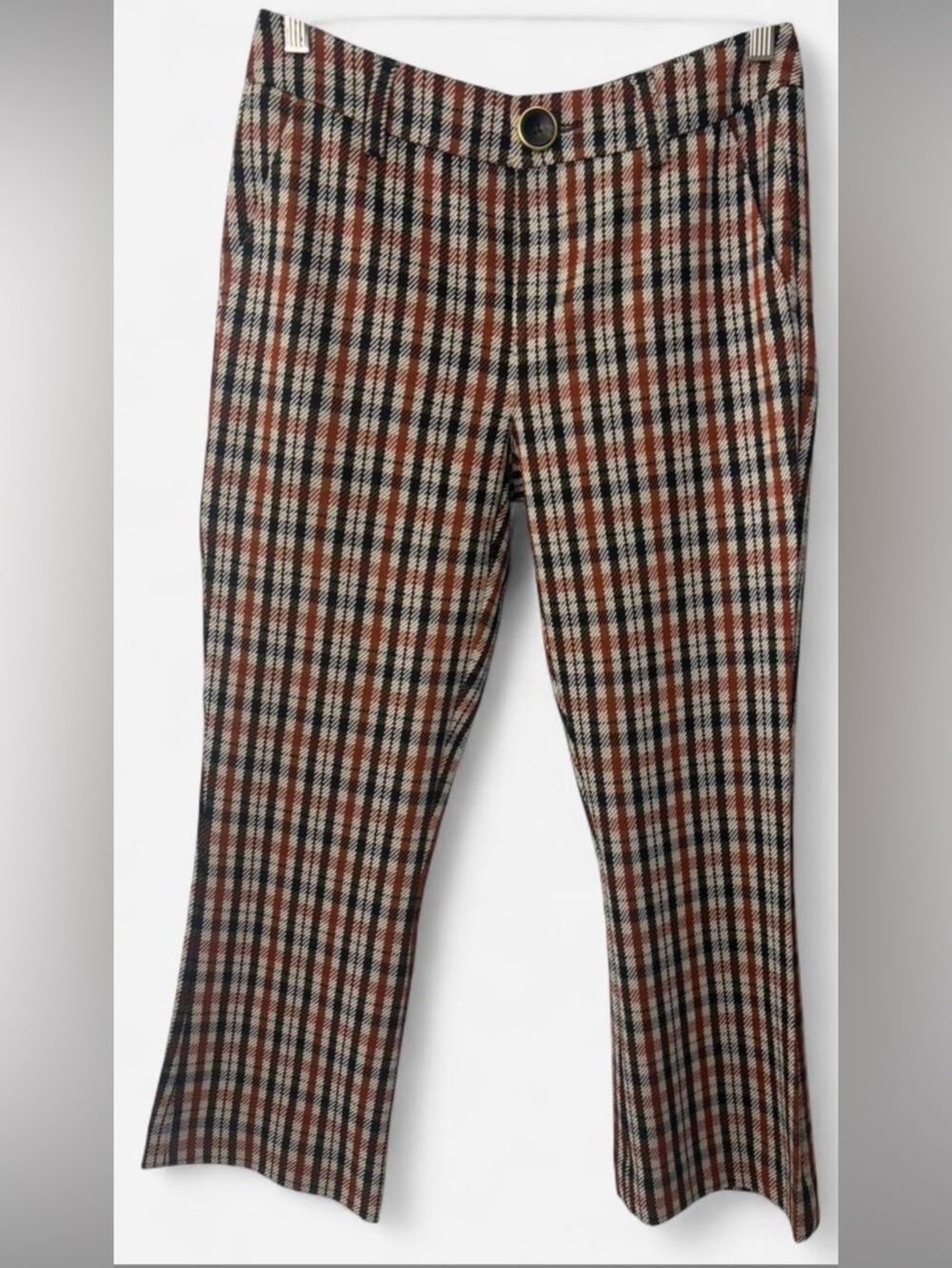CAbi Brown Multi Plaid Cropped Pants - Picture 2 of 5